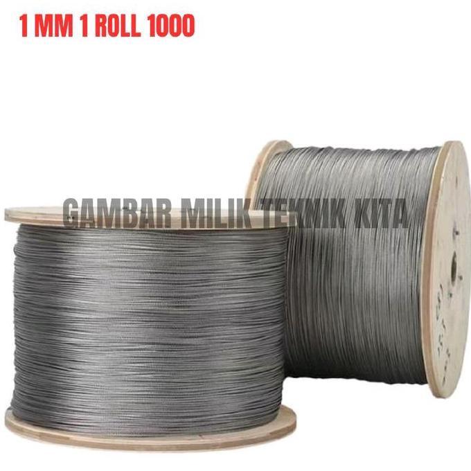 ikaarifatullistiana - Kawat Seling Stainless 1 mm 1 Roll Wire Rope Bahan Stainless Steel Diameter 1 