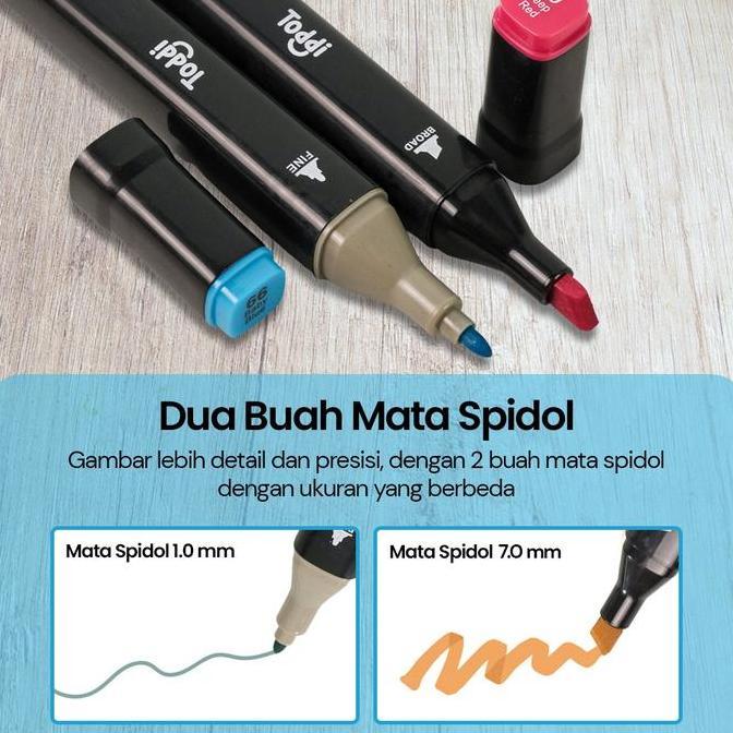 [ PROMO ] Spidol Dua Mata Sisi Toddi Touch 12/24/60/80/100/120 Warna Speedol Brush Pen Animation Mar