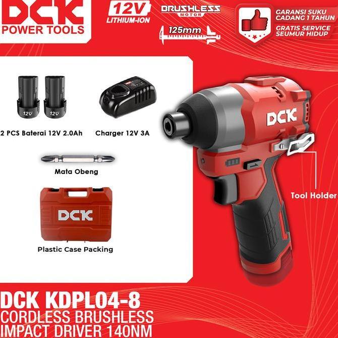 Pwrs- Dck Cordless Brushless Impact Driver Torsi 140 Nm Kdpl04-8 / Mesin Obeng Impact Baterai 12V