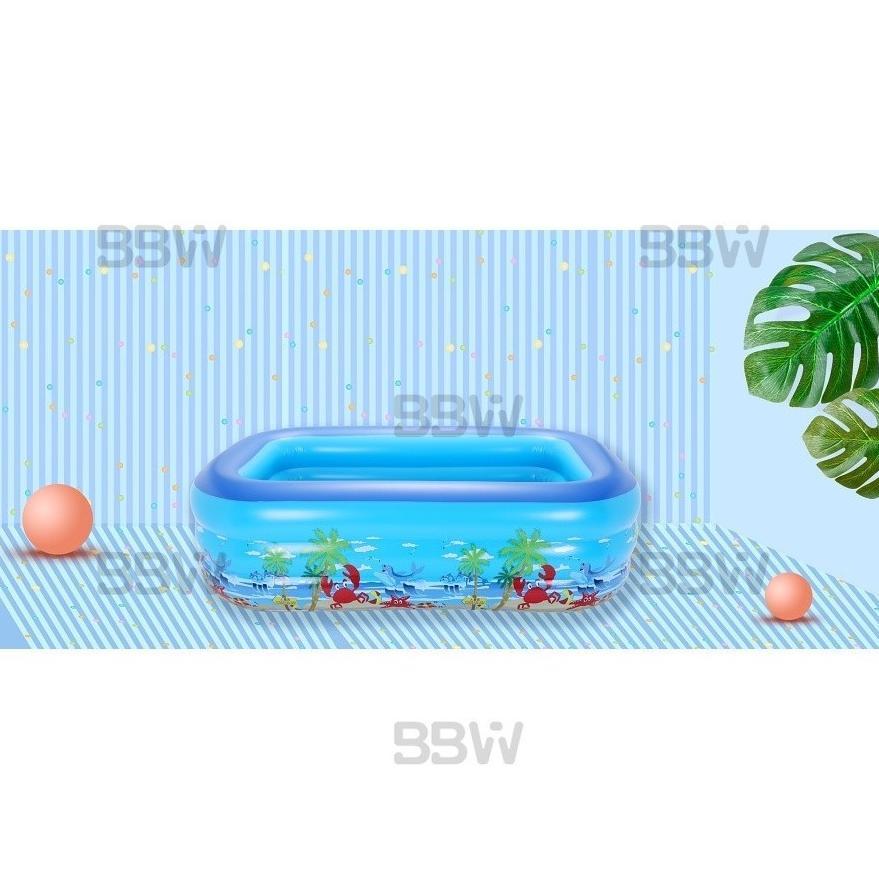 SUPER DEAL free pompa1.5M KOLAM RENANG ANAK PETAK PERSEGI PANJANG KARET BAHAN TEBAL UKURAN BESAR TIN