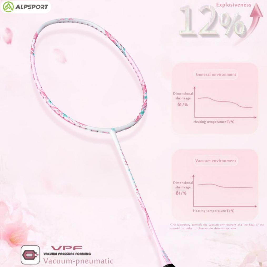 SUPER DEAL ALPSPORT New Cherry Badminton Racket 100% Serat Karbon Penuh Desain Asli Model Dewi Desai