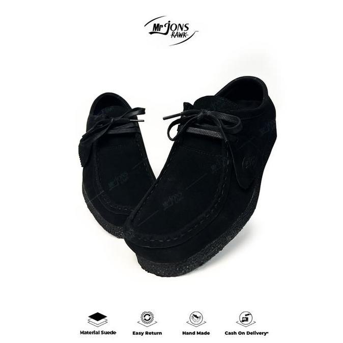 Mr.Jonsrawk Original Sepatu Formal Pria Oxford Hitam Kuliah Kerja Kondangan Bahan Suede PU Premium I