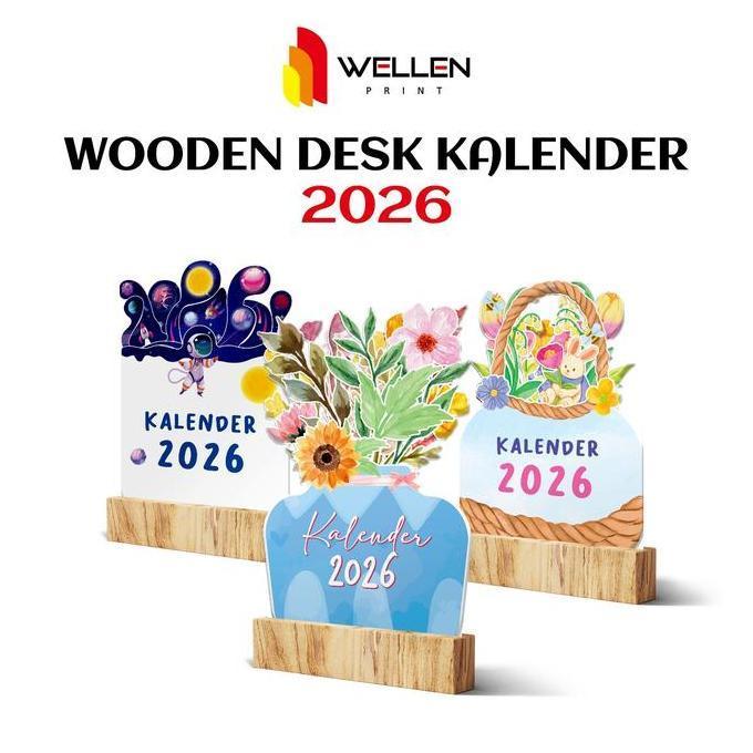 (Best) WELLEN PRINT - Cetak Wooden Desk Calendar Aesthetic / Print Kalender Meja Tatakan Kayu Ukuran