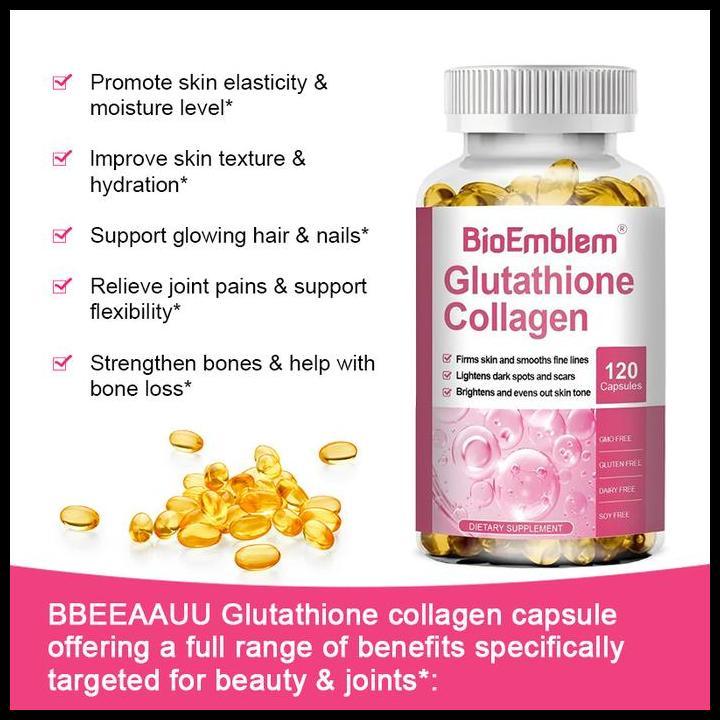 Glutathione Collagen Capsules Mengandung Vitamin C Dan L-Cystine 120 Capsules Whitening Kapsul Memut