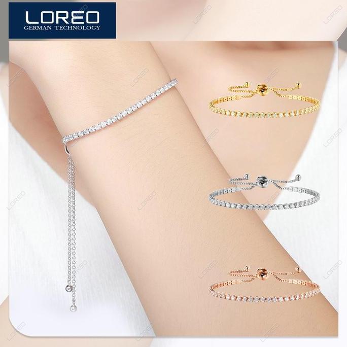 Loreo Gelang Serut Diamond Krystal Aksesoris Bracelet Gelang Rhinestone Adjustable