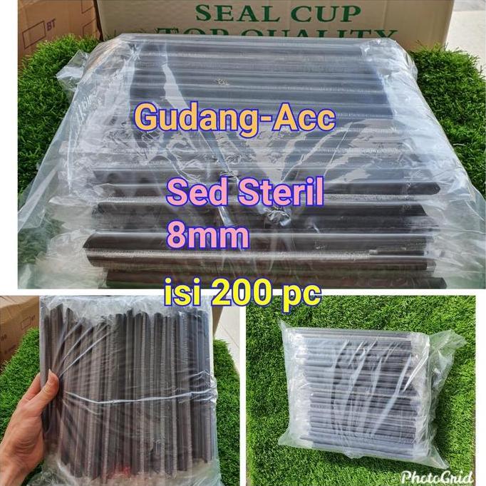 Foodcurt- Sedotan Plastik 8Mm 20Cm Sedotan Bubble Boba Cochoc Steril Hitam 200Pc