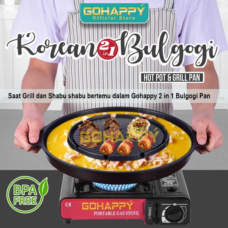GARANSI Halomurah 2 in 1 Panci Shabu shabu bulgogi grill pan (GHK39) KOREAN Mookata Pemanggang - Hot