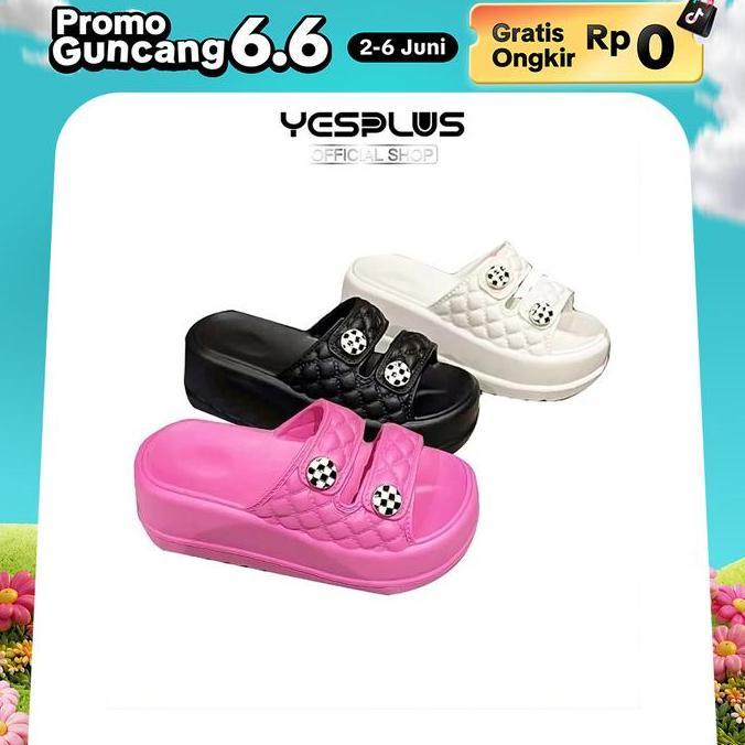 DF83 - [SPECIAL PROMO] YESPLUS 907M-H Sandal Wedges Wanita Strap 2 Import Fashion Model Wedges Strap