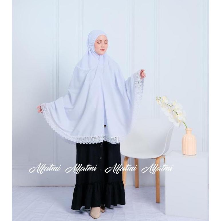 Parda- New- Hijab Bergo Umroh Haji Jumbo Katun Renda Cantik Hitam  Putih