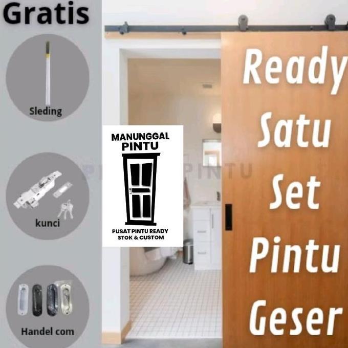Terlaris Satu Set Pintu Sleding | Rell Sleding, Kunci Sliding, Haandle Besi 2Pcs | Pintu Kamar
