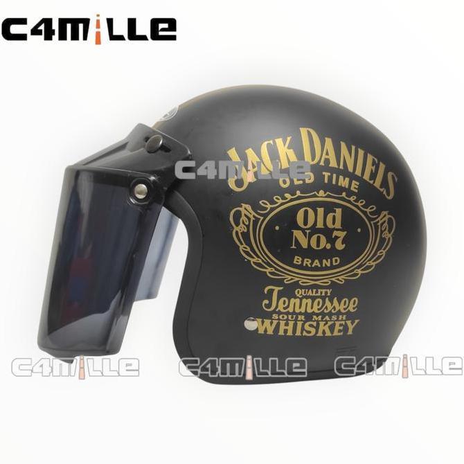 HELM BOGO JACK DANIELS BLACK DOFF GOLD RETRO HALF FACE