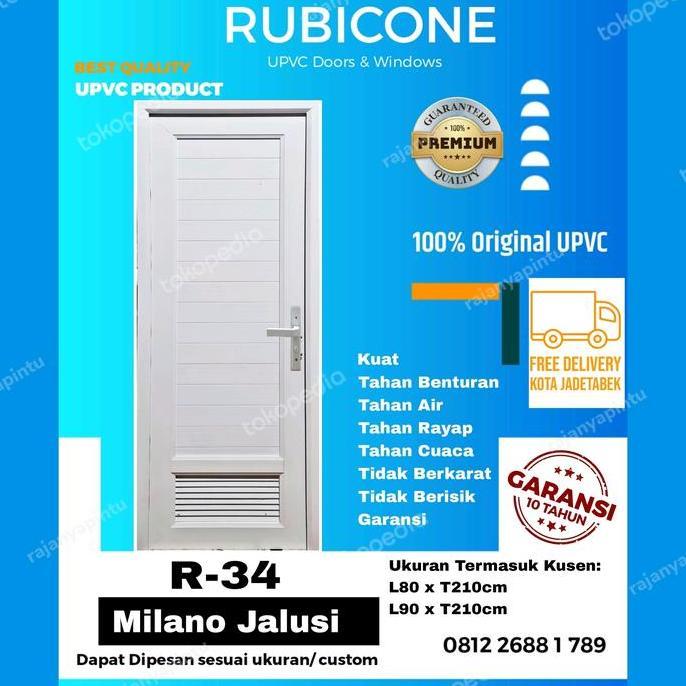 Terlaris Pintu Upvc Rubicone- Milano Jalusi-L80 X T205Cm-Putih