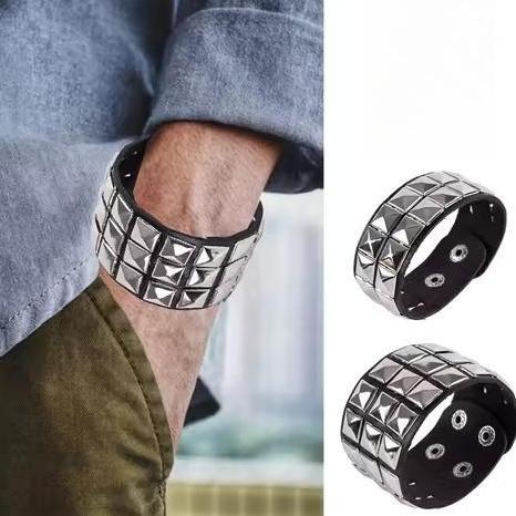 GELANG KULIT PUNK ROCK BERDURI COOL FASHION BRACELET
