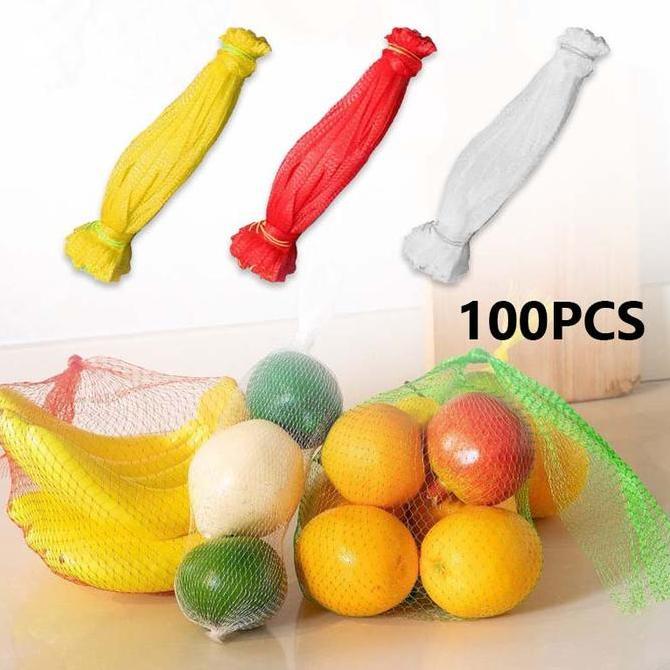 Whatnew- 100 Pcs Ring Buah/Jaring Polynet Buah/Jaring Bungkus Buah/Jaring Buah Apel Buah Pembungkus