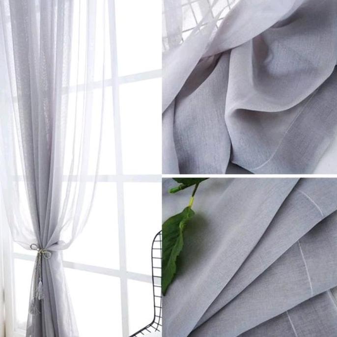 Vitrase Gorden jendela Warna abu Tirai Lapisan Hordeng model Ring Dan Cantolan kawat plisket Dekoras
