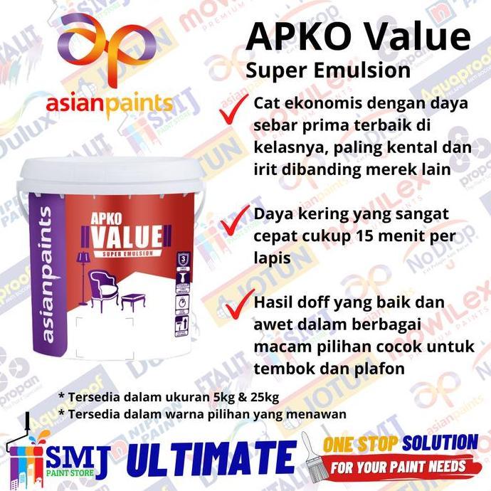 CAT TEMBOK INTERIOR APKO VALUE SUPER EMULSION 5 KG