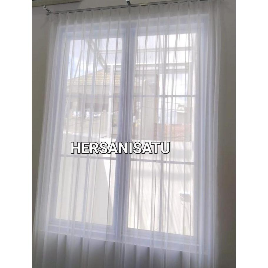 Kain Gorden Vitrase Polos Putih Transparan Jendela Pintu Puring