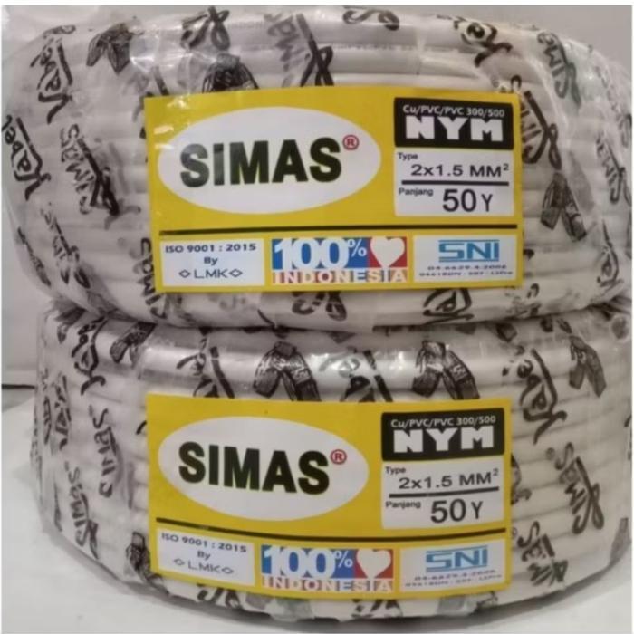 Kabel SIMAS SNI 2x1,5 kabel kawat tembaga 50Y Simas kabel listrik NYM kualitas