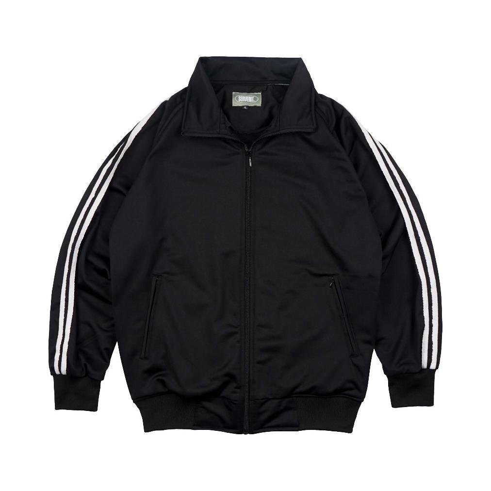 terbaru servent - jumbo jacket tracktop pria | sport jacket running hitam