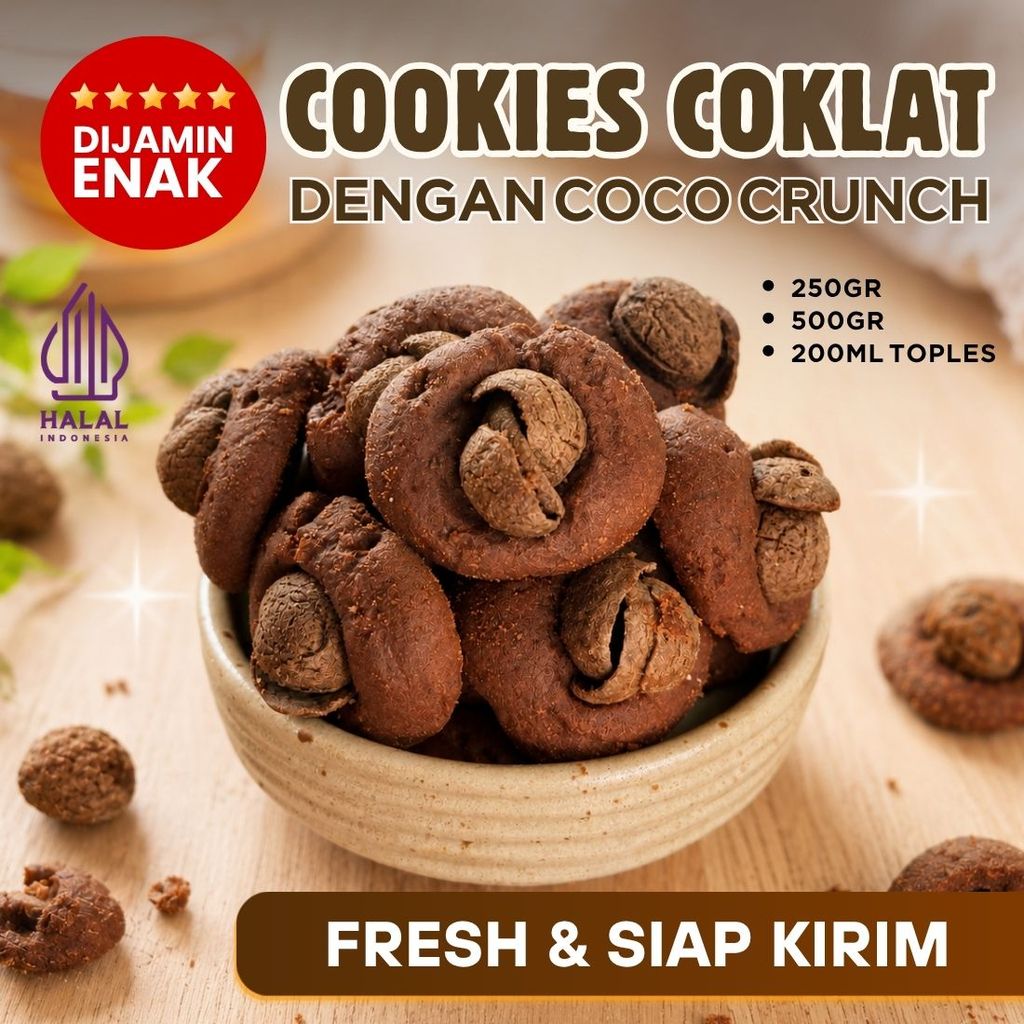 Kue kering coklat choco crunch premium | coco crunch kukis chocolate cookies renyah dan nyoklat