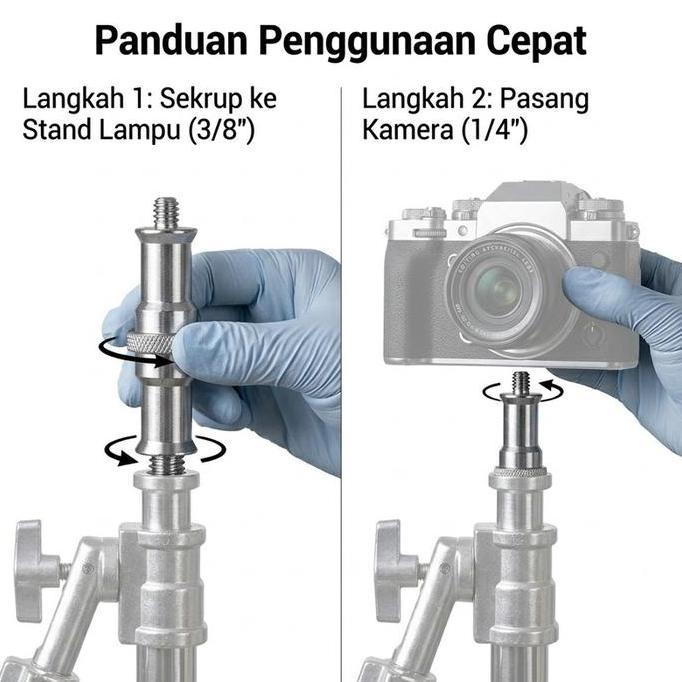 VELOVY Baut Adapter Kamera 1/4 3/8 Adaptor Sekrup Tripod Aluminium Alloy Untuk Tripod Monopod Foto