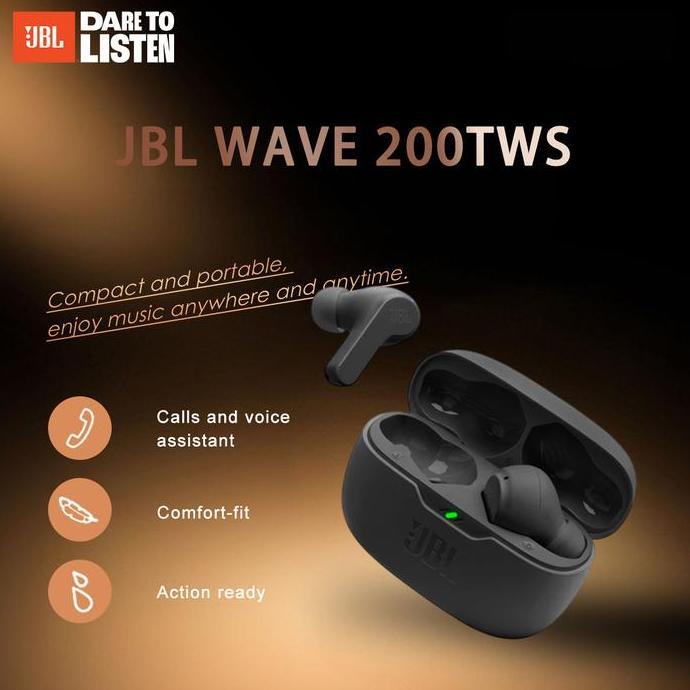 100%Original JBL Wave 200 TWS Headphone-Sport Wireless Bluetooth 5.2 True Stereo Gaming Earphone Wir