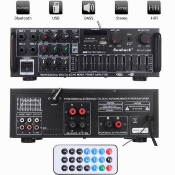 Power amplifier karaoke sunbuck EQ usb bluetooth 2000w