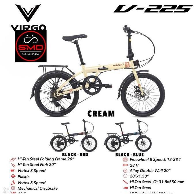 Promo Sepeda Lipat Folding 20 Inch Merk Virgo V225 By Pacific Bike 8Sp Murah Bdg