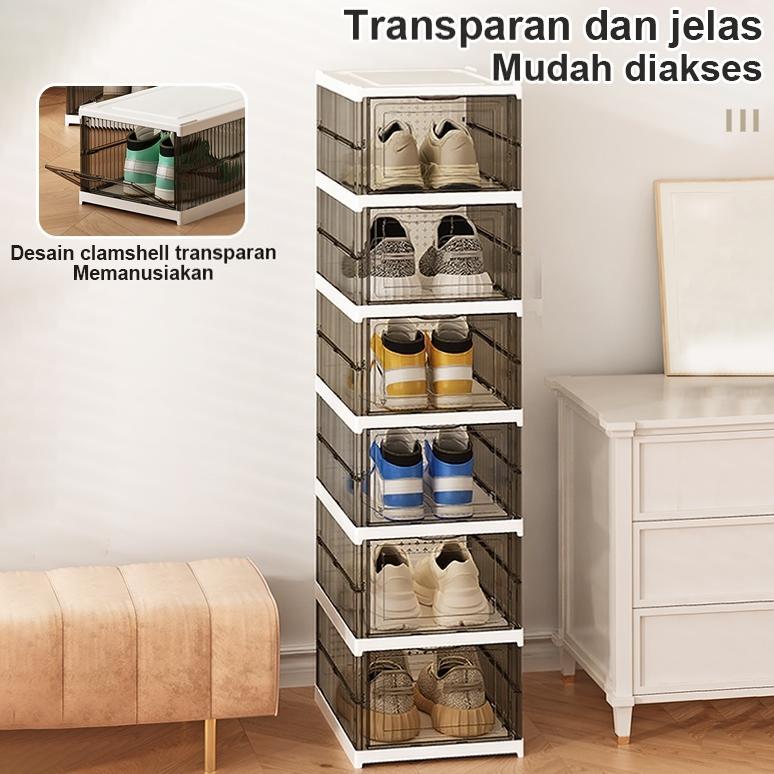 BEST DEALS Awesome Box Kotak Sepatu Lipat 3/6/8/9/11 Rak Sepatu Lipat KotakSepatu Transparan Penyimp