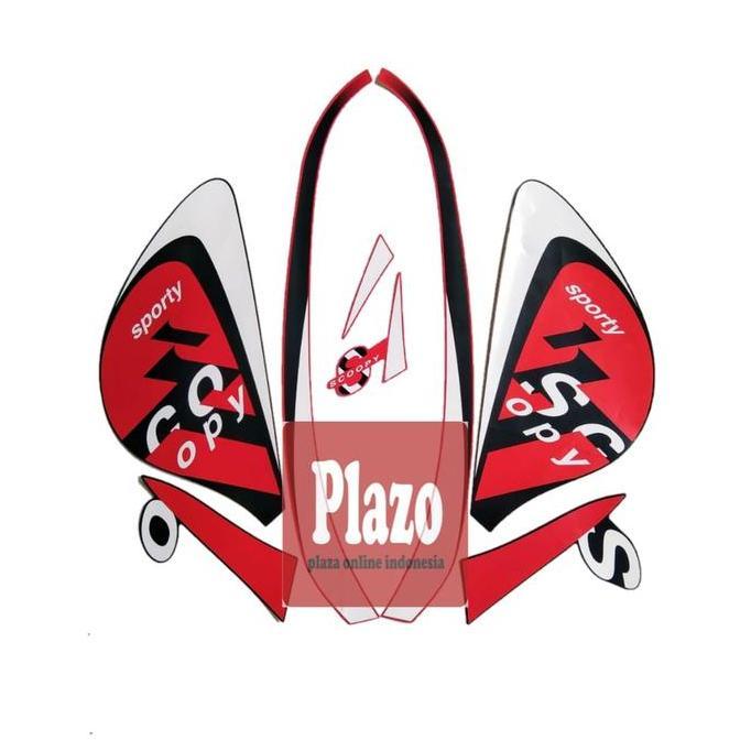 sticker motor / striping honda scoopy sporty 2021 hitam-merah