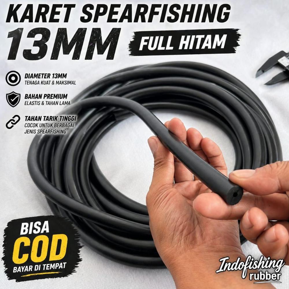 Karet Speargun 13mm Full Hitam Premium Indofishingrubber Spearfishing Spergun Panah Ikan Laut