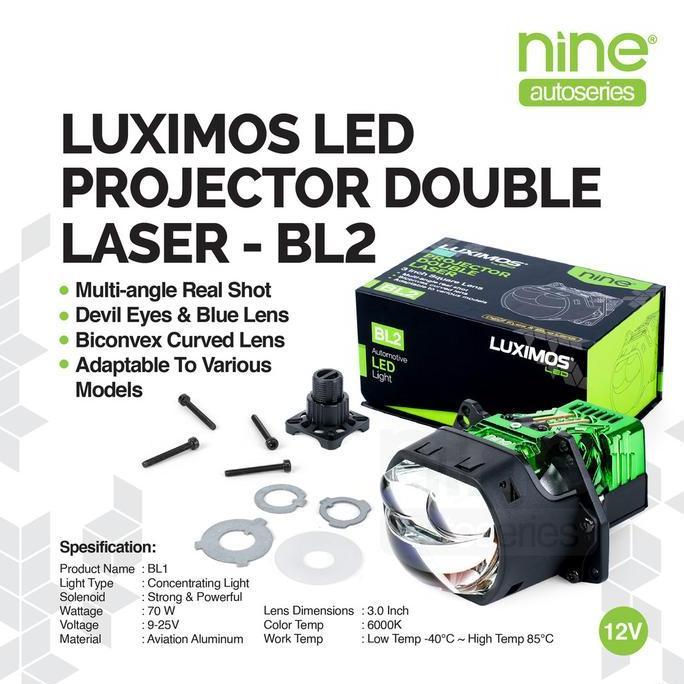 LUXIMOS Lampu Biled Double Laser 3 Inch 70 Watt Projector Laser Super Terang Putih Devil BL2 - NINE 
