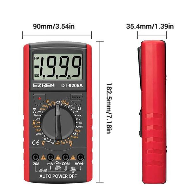 Ezren Dt-9205A Multimeter Avometer Multitester Digital Dc Ac Diode Tr
