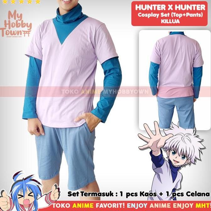 Kostum Anime Set Kaos Celana Hunter x Hunter Killua Zoldyck Cosplay