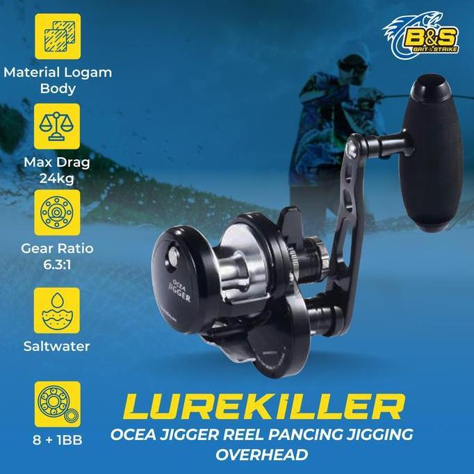 BEBAS ONGKIR - Lurekiller OCEA JIGGING Reel Pancing OH 1500HG/1501HG 24Kg Reel Pancing Jigging Overh