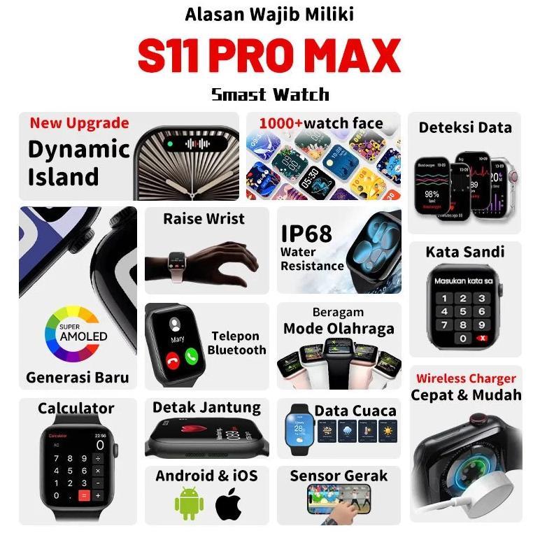 HOT PRODUCT Sumsung jam tangan Smartwatch S11 Pro Max Original with 1.9"HD Custom Wallpaper Bluetoot