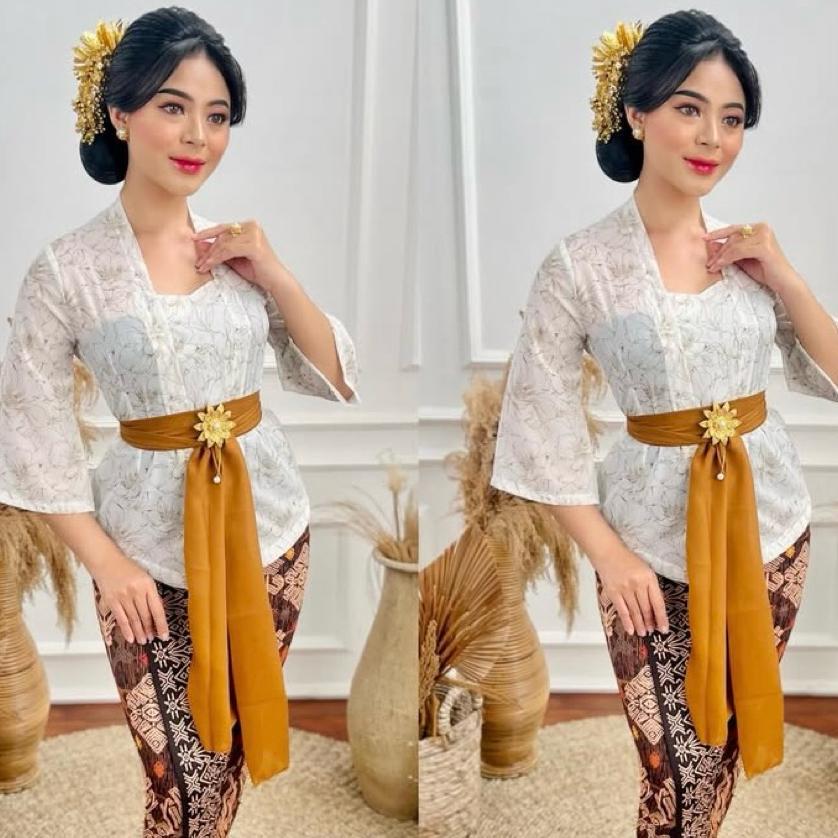 Kebaya Bali Lukis /Kebaya Sifon Bunga/Kebaya Lengan Lonceng