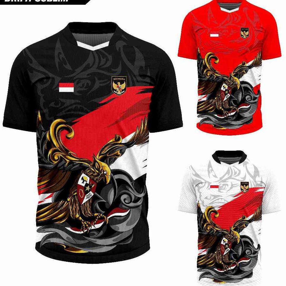Jersey Olahraga Garuda Merah Putih Baju Futsal Kaos Voli Atasan Badminton Running