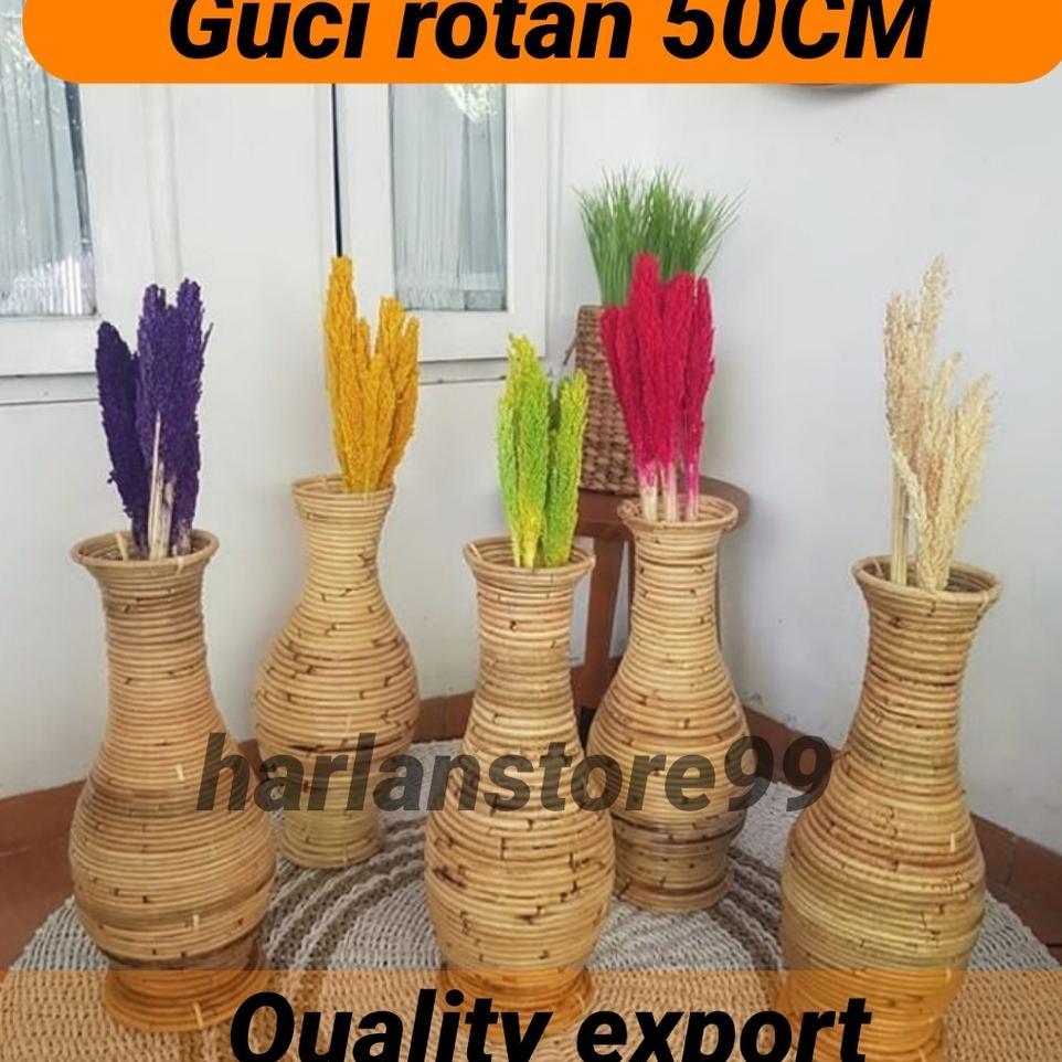 Vas Bunga - Guci Rotan - Guci Rotan Antik Tinggi 50Cm