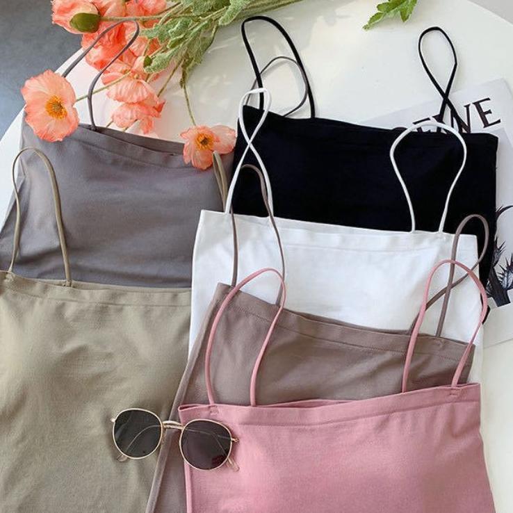 PROMO NICEFACE - Tanktop Bra With Cup Tank top Basic Wanita Square spaghetti Crop top