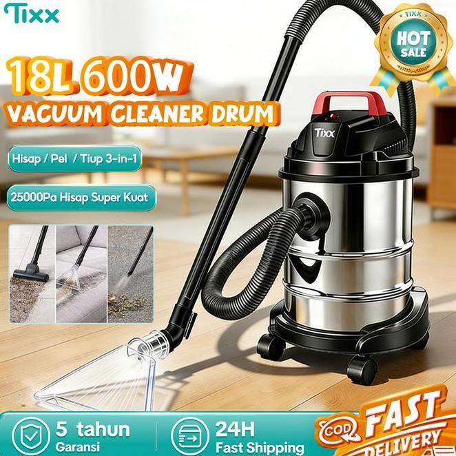 Dealstixx Vacuum Cleaner 18L Stainless 3In1 Wet And Dry Daya Hisap 20Pa Low Watt 600W Blower Jepang 