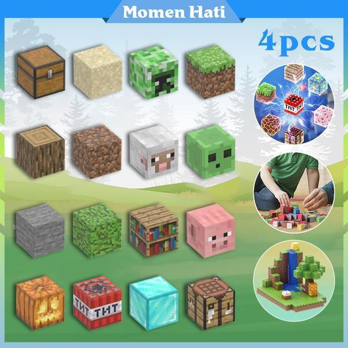 Minecraft Magnetic Block Magnetic Building Block Brick My World Minicraft Perakitan Hadiah