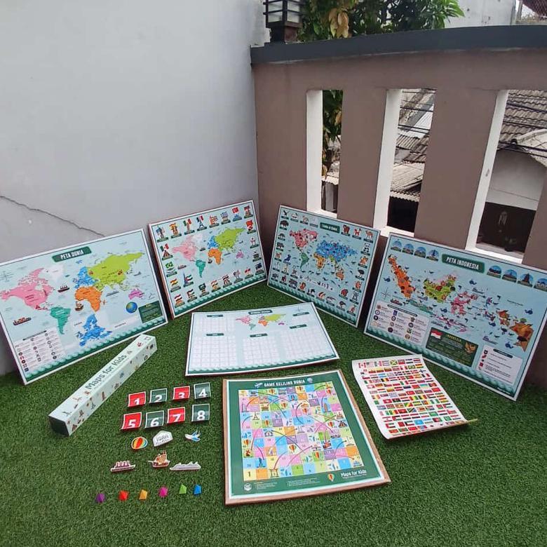 PETA DUNIA Bonus PETA INDONESIA Map for Kids Orinal Surury Agency