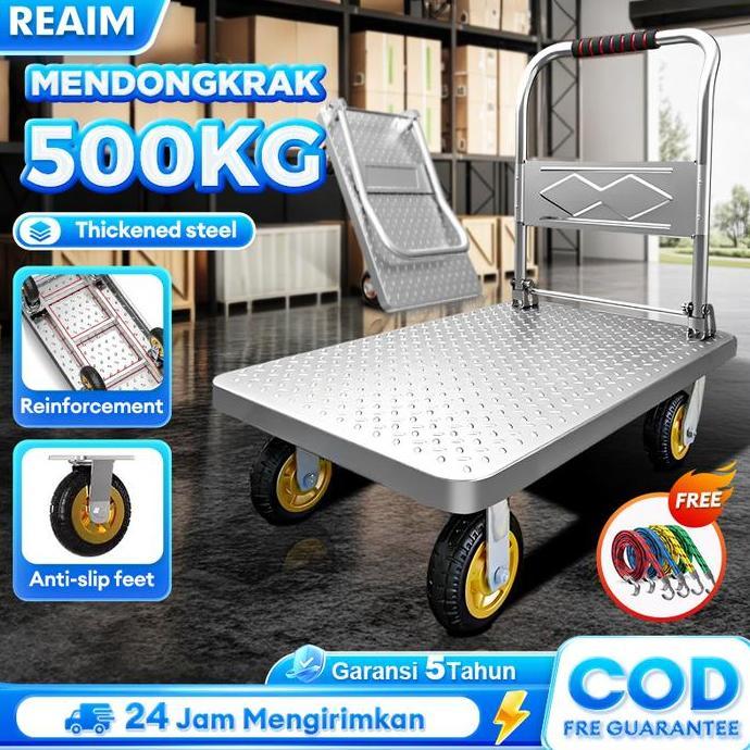 REAIM Troli Baja Kuat Tebal Tali Besi  Lemari bengke Ringan Lipat Troli Kecil Portable Hand Truck Tr
