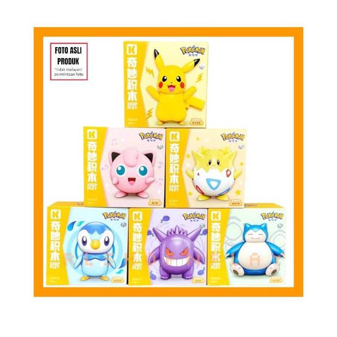Promo Keeppley Bricks Pokemon Characters Pikachu Jigglypuff Togepi Piplup Gengar Snorlax Diskon