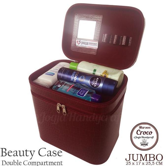 Exclusive JUMBO Size Tas Tempat Kosmetik Maroon Croco / Beautycase