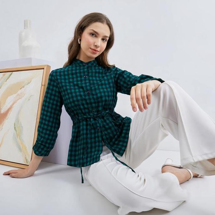 Nayara Official Shop Ifani Kemeja Kemeja Atasan Wanita Shirt Casual Basic Baju Motif Panjang