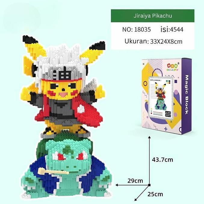 Promo Mainan Nano Blocks Jiraiya Pikachu Big 3D Model Bricks Blok Susun Dekorasi Hiasan Karakter Ani