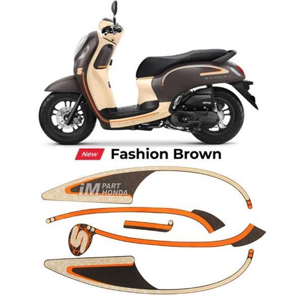 STIKER SCOOPY ESP LED K2F 2023 COKLAT KREM FASHION BROWN