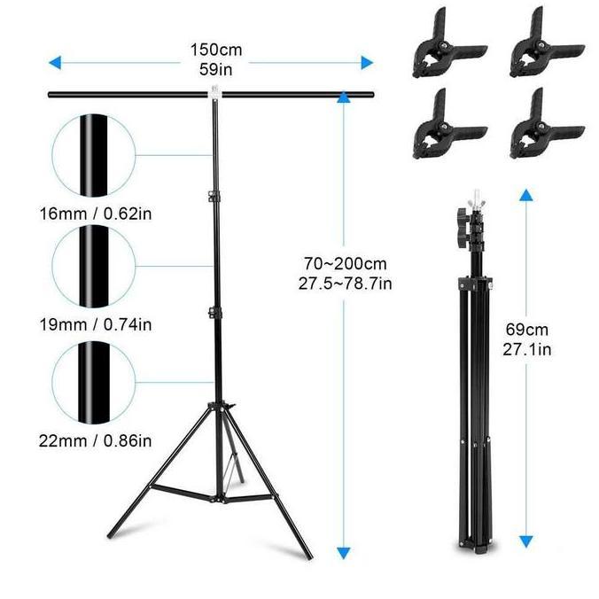 Tripod Background Bracket Stand Backdrop Studio 150x200cm Green Screen